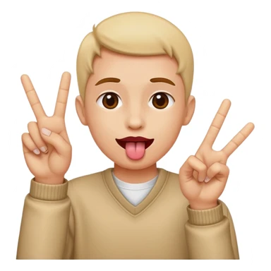 Tongue out with peace hands sticker