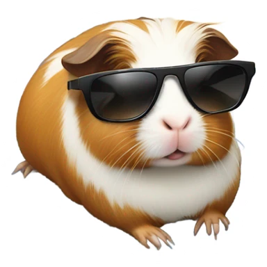 Guinea pig wearing sunglasses lounging on a towel at the beach  sticker