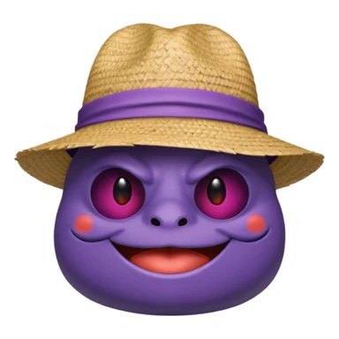 Gengar cute with sun glasses and a straw hat sticker