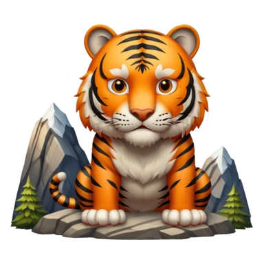 Tigre adulto feroz con la cara mas real no de caricatira en la cima montaña  sticker