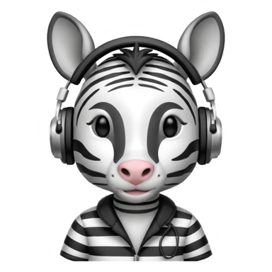 A zebra listening to music sticker