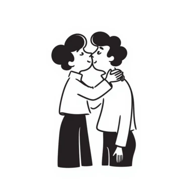 two men kissing each other on the cheek sticker