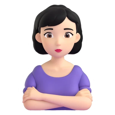 chica con pelo negro corto por los hombros, expresión pensativa sticker