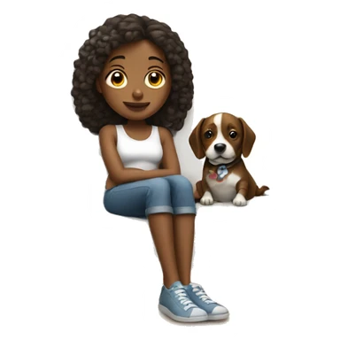 girl is relaxing with dog on the sofa sticker