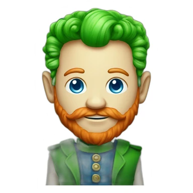 full body of a leprechaun with blue eyes and a red mowhawk sticker