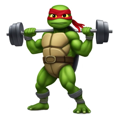 Ninja turtle Raphael lifting weights on a bicep sticker
