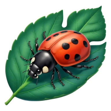  cute BLUE lady bug on leaf sticker