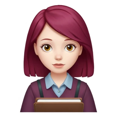 girl with a burgundy hair and a notebook sticker