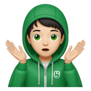 gi-hun from squid game, apple style emoji, surprised expression, green tracksuit sticker