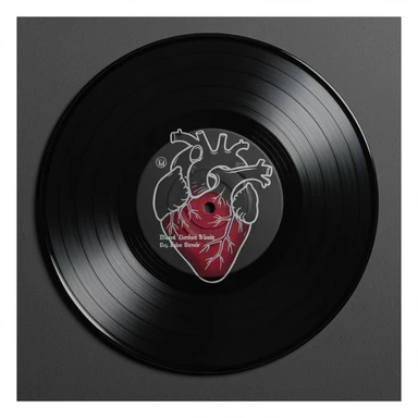 goth heart vinyl record, cute, expressive, minimal sticker