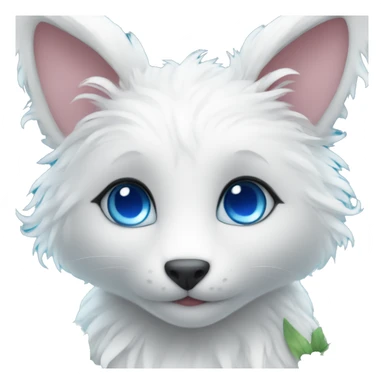 Cute gorgeous ethereal white fantasy animal with blue eyes sona with flowers and butterflies sticker