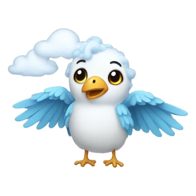 Cute bird with cloud wings  sticker