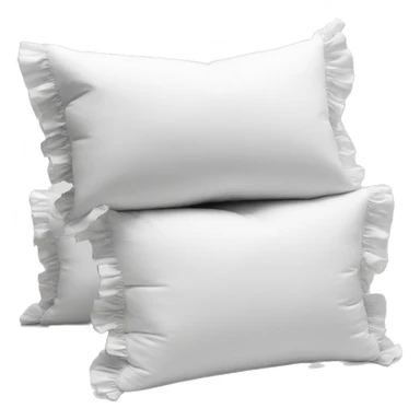 3 white pillows with ruffles different sizes sticker
