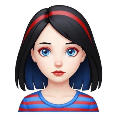 Girl-pale-black hair-red stripe hair-blue eyes sticker