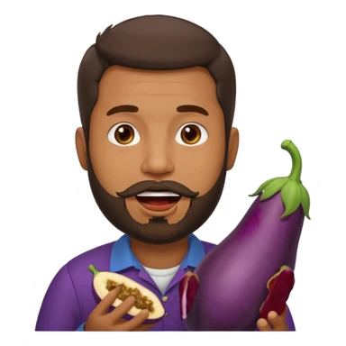 Dominican man with a beard as an eggplant in his mouth sticker