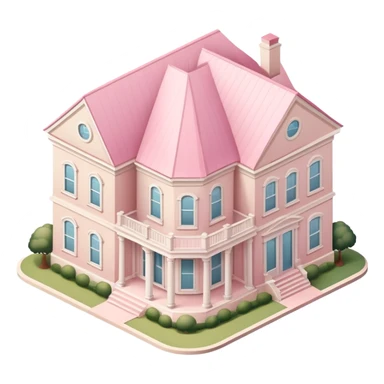 Light Pink and beige southern coastal manor house isometric  sticker