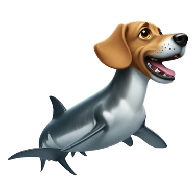 Dashound on shark  sticker