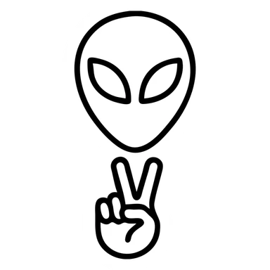 alien peace sign sticker