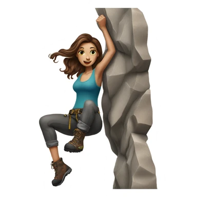 Beautiful tattooed woman long brown hair rock climbing sticker