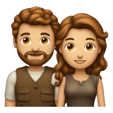 Un couple homme femme avec un homme châtain foncé et une femme avec des cheveux de couleur châtain long sticker