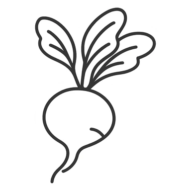 Make the background fully transparent while preserving the style and details of the radish. sticker
