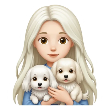 Long-haired girl holding a white long-haired dog sticker