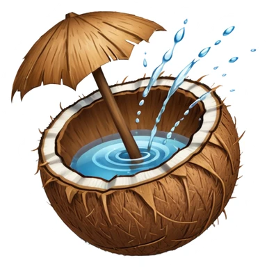 a coconut, with water splashing on it sticker