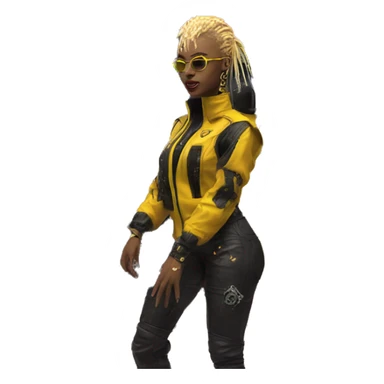 yellow cyber punk in front of Lamborghini  sticker