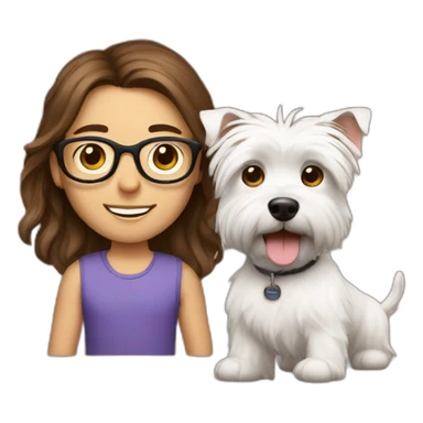 Brown hair man with glasses with westie dog girl sticker