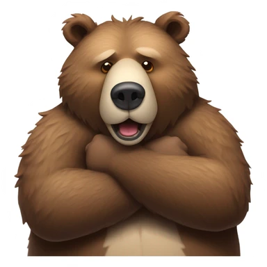 Grizzly bear hugging a cow sticker