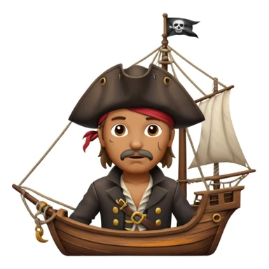 pirate sailing a ship in strome sea background sticker