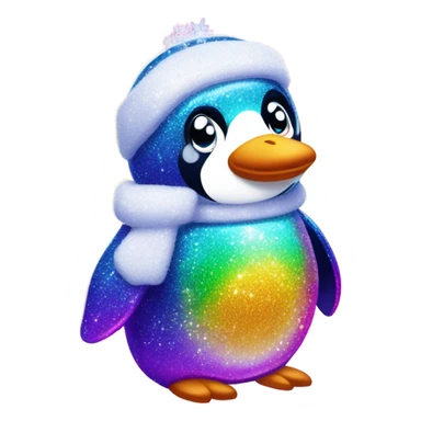 Lisa frank glitter penguin with snow flake sticker