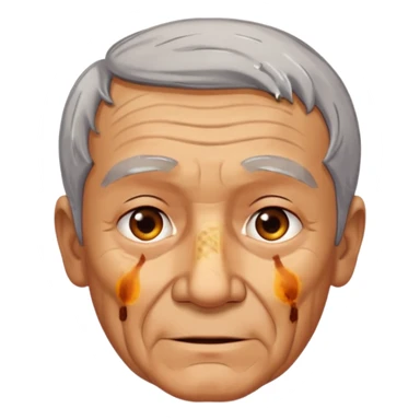 AN OLD MAN FULL OF BURNED MARKS BECAUSE OF COOKING OIL BUT ITS ON HIS BODY NOT FACE sticker