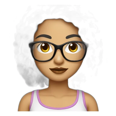 woman peach skin long black hair square glasses on laptop sticker