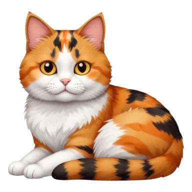 full body calico tabby + white cat with small head and short but chubby body sticker