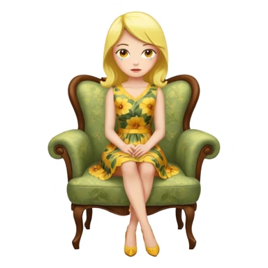 a woman with yellow skin sitting on a chair sticker