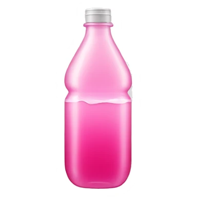 plastic bottle with crystaline pink liquid sticker