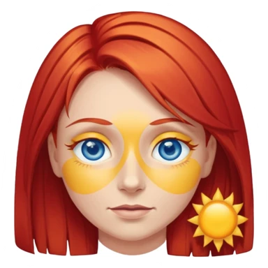 wendy thomas  the clown from gta rp nopixel she has a blue sun on her right eye with three yellow lines below her right eye and bove her left eye. she has bright red hair and light blue eyes sticker