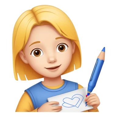 child drawing with crayons on paper, cheerful and creative sticker