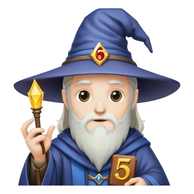 wizard holding number 5 sticker