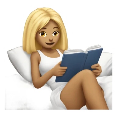 laying in bed reading with kindle blonde female sticker