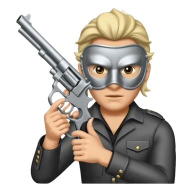 Make a mask with two hands like a gun sticker