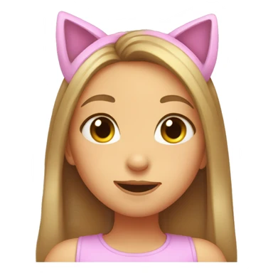 happy girl with cat ears making kissy face sticker