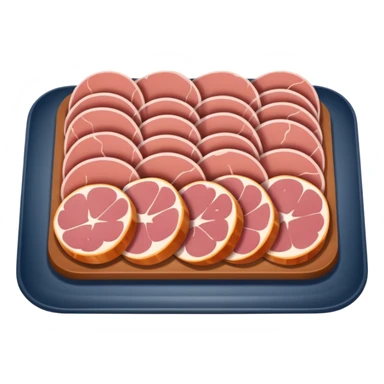 cold cuts (ham & mortadela on a rectangular pot platter) sticker