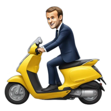Emmanuel Macron en train de cabrer sur un scooter sticker