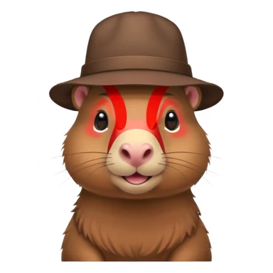 Cute capybara with blush wearing a hat sticker