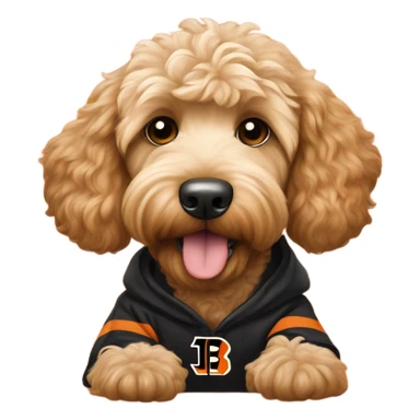 Goldendoodle wearing bengals hoodie sticker
