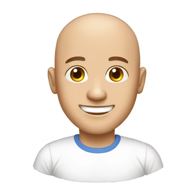 man smiling bald white tshirt sticker