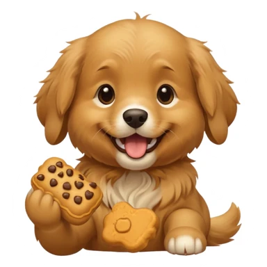 Puppy eating a treat sticker
