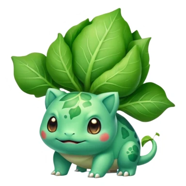 Bulbasaur with a green leafy cabbage-like closed sprout-bulb on back  sticker